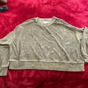 Allfenix olive green terry towel sweater